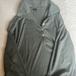 Button up shein top waffle